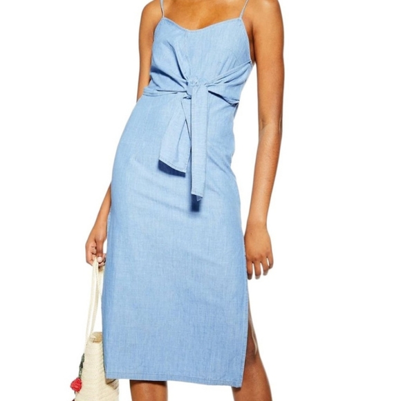 topshop zip up denim dress